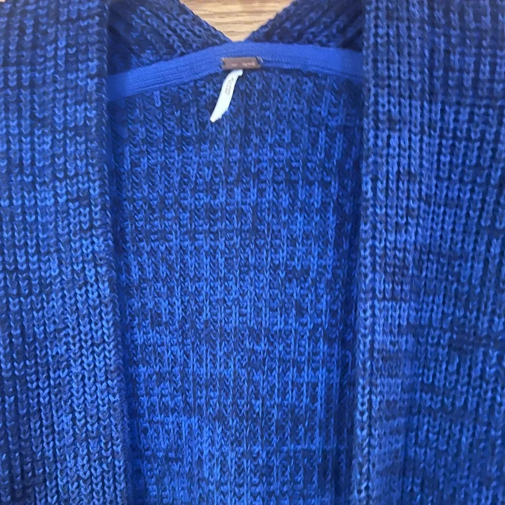 Free People High Hopes Chunky Knit Open‎ Front Cardigan in Blue Combo Size Large